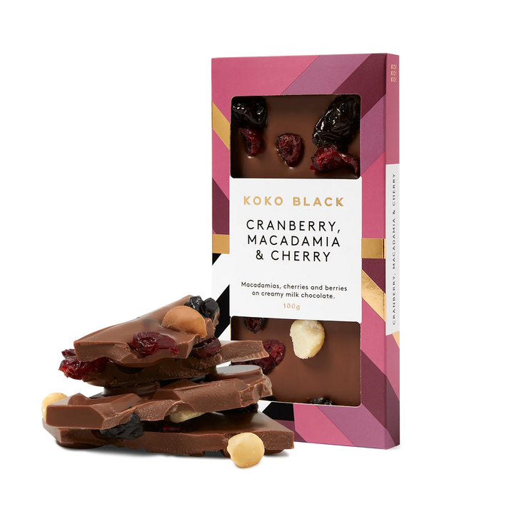 Festive Cranberry Macadamia & Cherry Chocolate Block