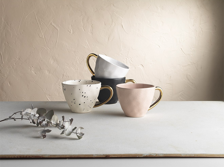 Speckle Gold Handled Mugs